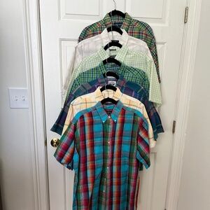 Lot of 7 Mens Large Short Sleeve Shirts Button Front Variety of Makers